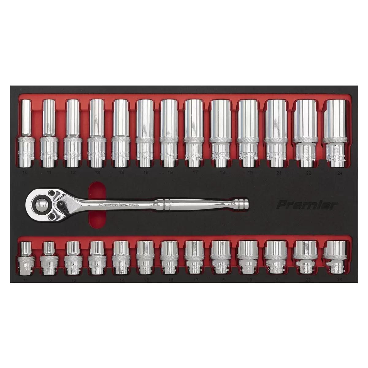 Sealey AK66723 Ratchet Wrench & Socket Set 1/2