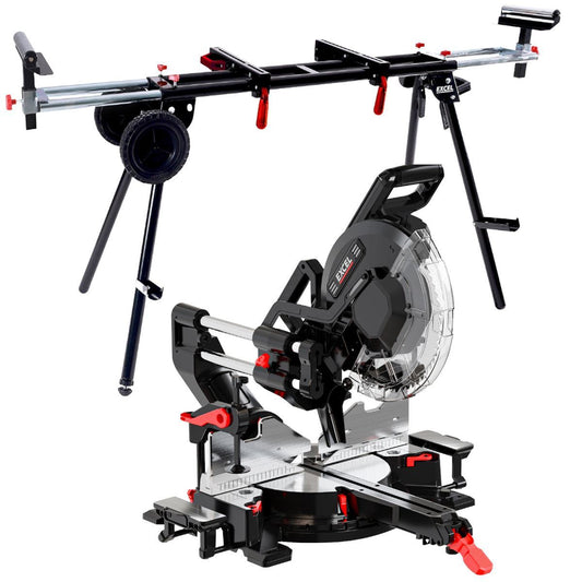 Excel 305mm Sliding Mitre Saw 240V/2000W with LED Light & Universal Wheel Stand