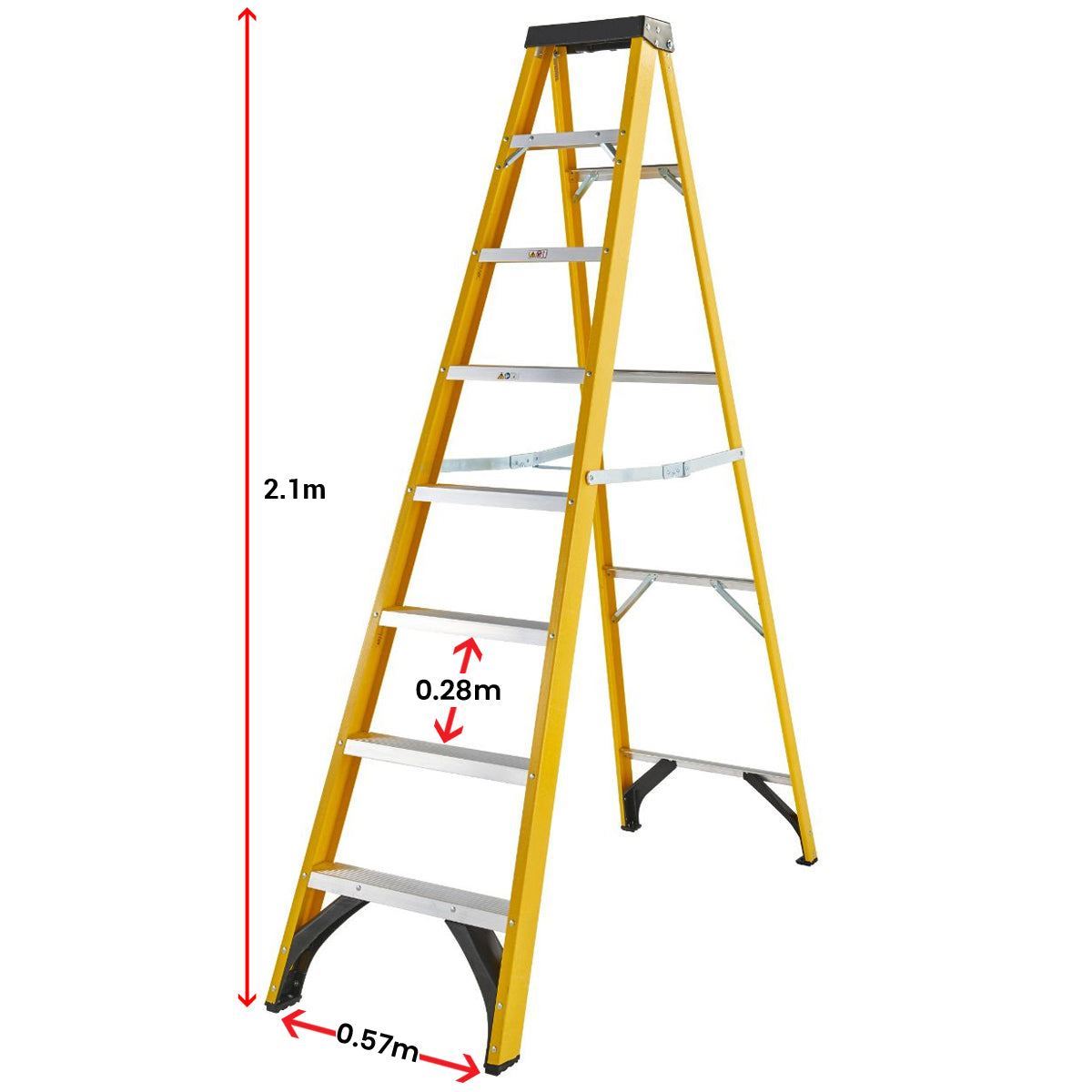 Excel Electricians Fibreglass Step Ladder 7 Tread 2.1m Heavy Duty Item Condition Used - Collection Only