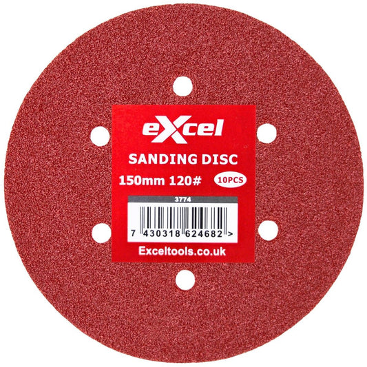 Excel 150mm Sanding Disc 120G Pack Of 10