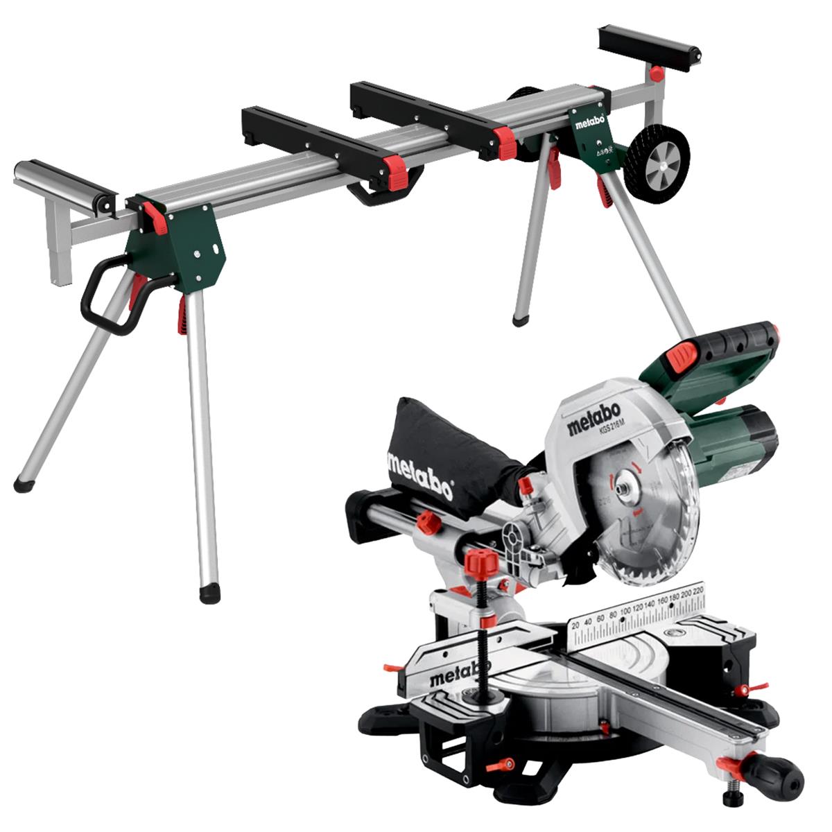 Metabo KGS 216MN 216mm Sliding Mitre Saw 110V/1500W With KSU 401 Stand