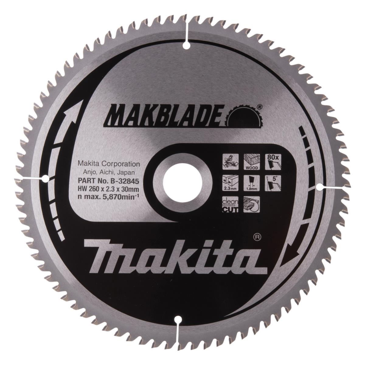 Makita B-32845 Makblade TCT Mitre Saw Blade 260mm x 30mm x 80T