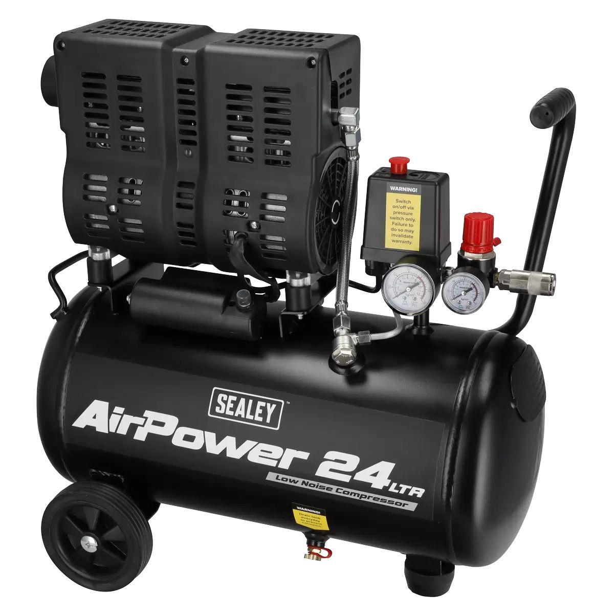 Sealey SAC2400S 24L Low Noise Oil Free Direct Drive Air Compressor 1hp 230V/13A