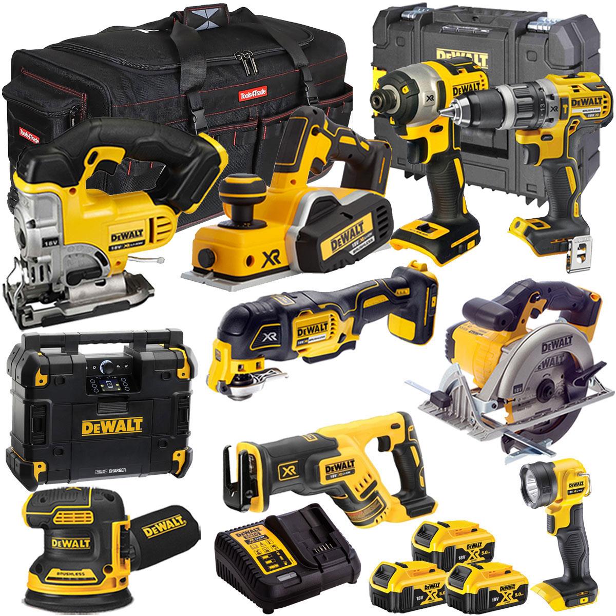 Dewalt 18V 10 Piece Power Tool Kit with 3 x 5.0Ah Battery & Charger T4TKIT-9680