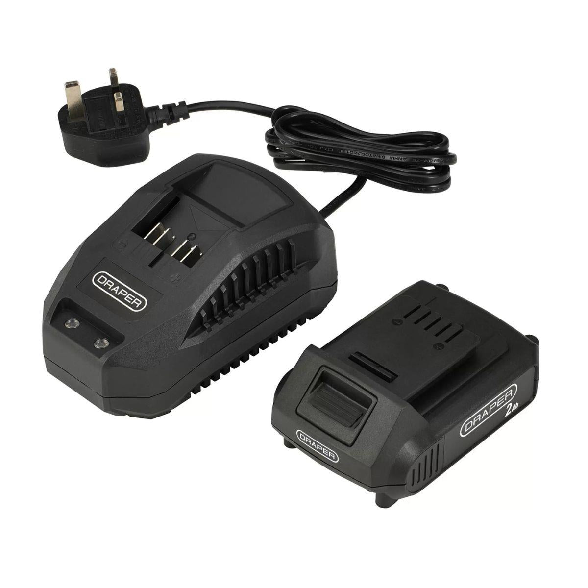 Draper 18DGA13 18V 4-in-1 Multi-Function Cordless Grass Trimmer Line Cutter with 2.0Ah Battery & Charger 31859