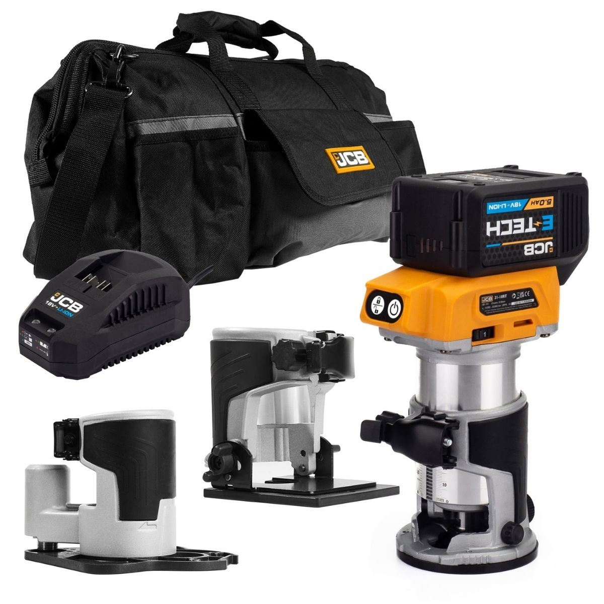 JCB 21-18RTKIT-5X-B 18V Brushless Router with 1 x 5.0Ah Battery, Charger & Bag