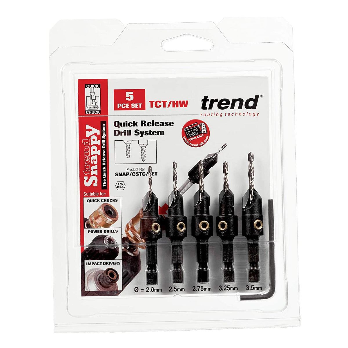 Trend Snappy Countersink Set 5 Piece SNAP/CSTC/SET