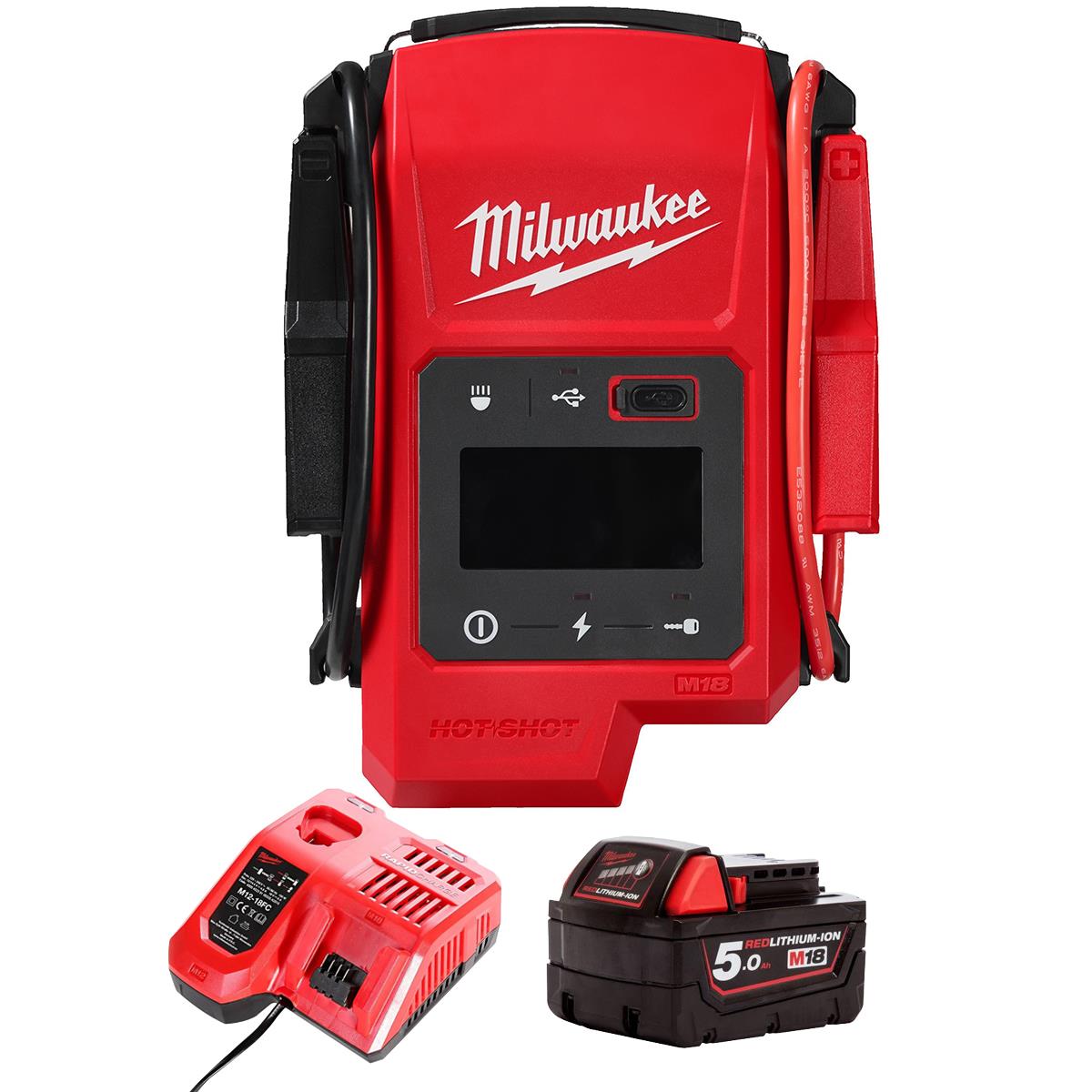 Milwaukee M18JS2000-0 18V Jump Starter with 1 x 5.0Ah Battery & Charger