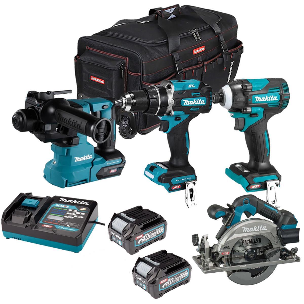 Makita 40V 4 Piece Combo Kit with 2 x 2.5Ah Batteries & Charger T4TKIT-6963