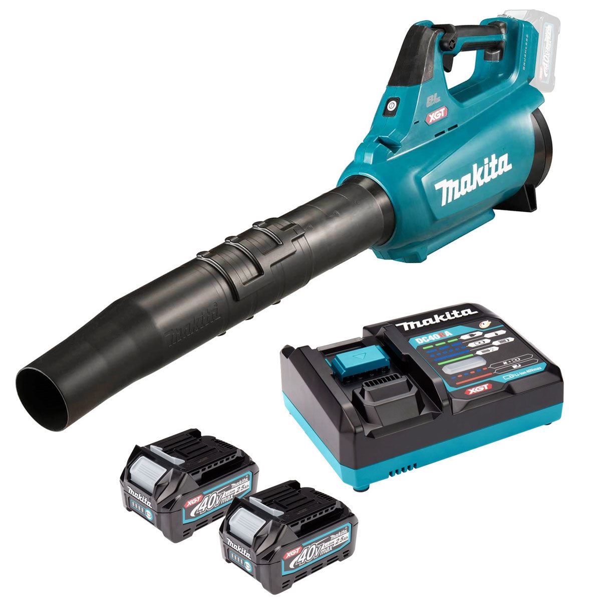 Makita UB001GD202 40V XGT Brushless Blower With 2 x 2.5Ah Batteries & Charger