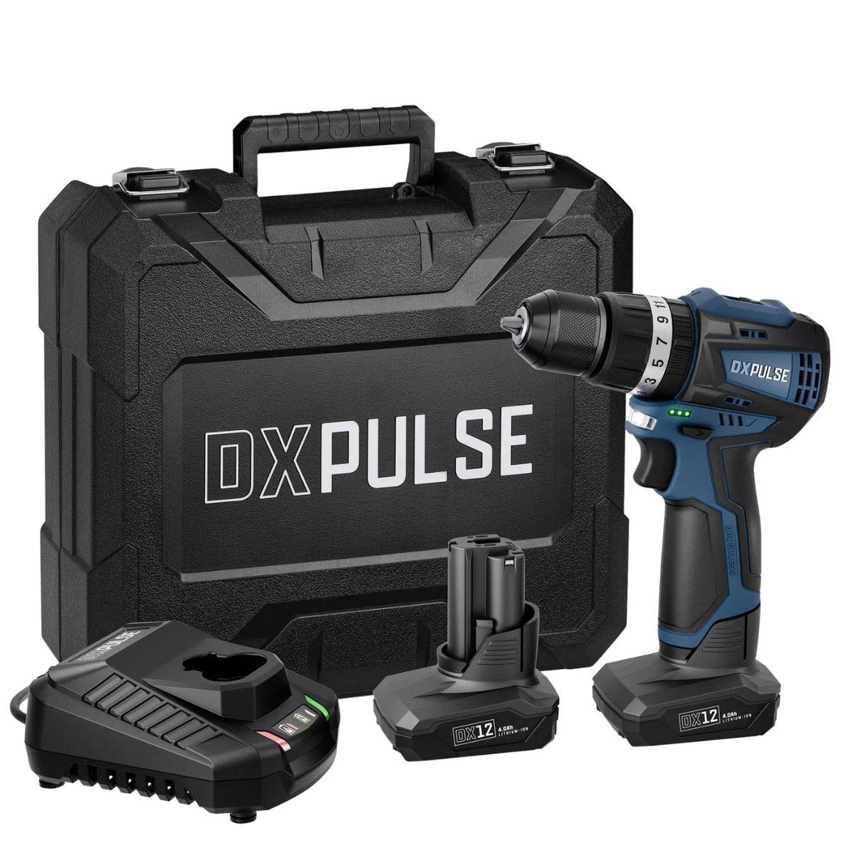 Draper DX12DC4ABC DXPULSE 12V Combi Drill Kit With 2 x 4.0Ah Batteries & Fast Charger 27885
