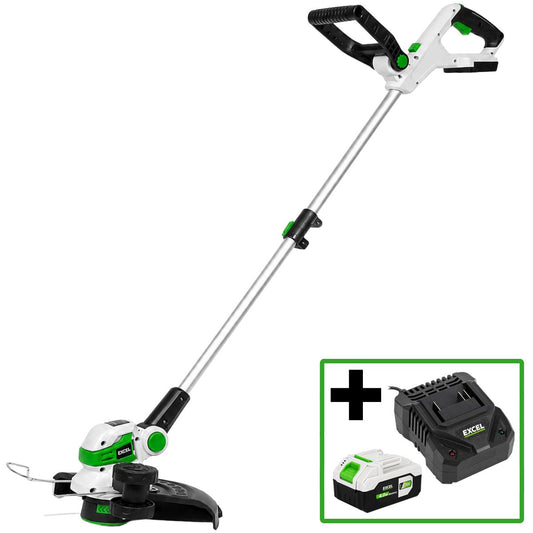 Excel 20V 12" Grass Trimmer with Adjustable Head & 1 x 4.0Ah Battery, Charger