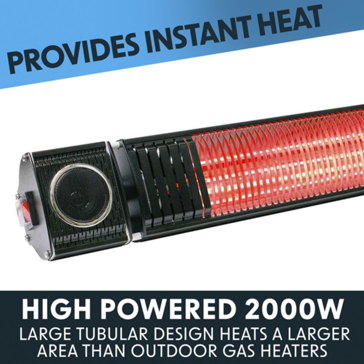 Dellonda DG125 Infrared Outdoor Patio Heater with Speakers 230V/2000W