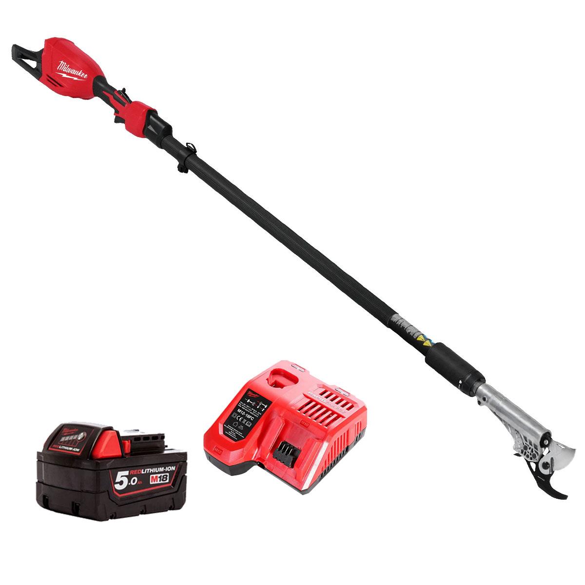 Milwaukee M18BLTS-0 18V Brushless Telescopic Pole Pruning Shear With 1 x 5.0Ah Battery & Charger