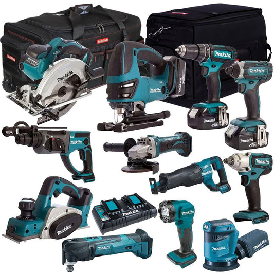 Makita 18V 12 Piece Cordless Kit with 3 x 5.0Ah Battery & Charger T4TKIT-255