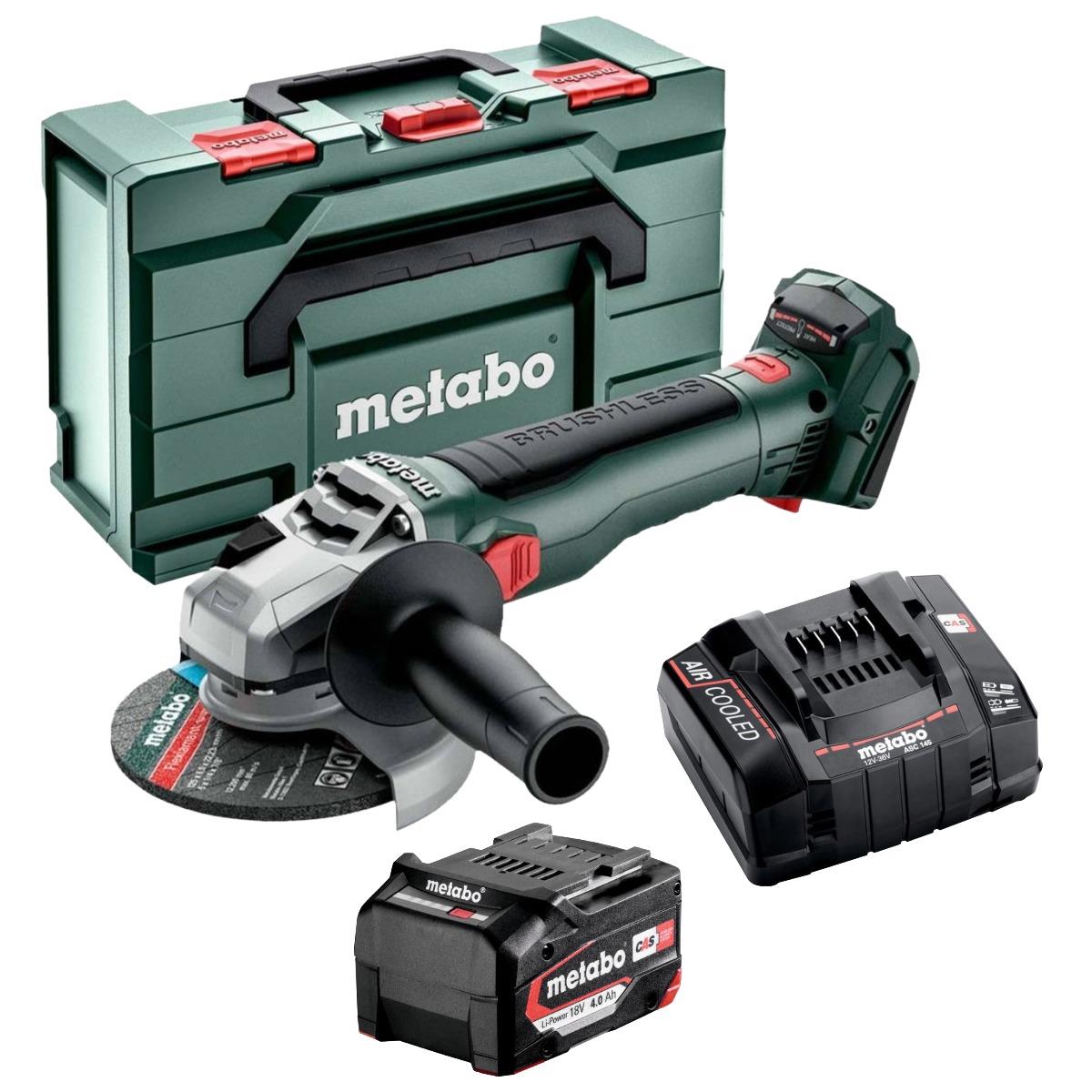 Metabo W 18 LT BL 11-125 18V 125mm Brushless Angle Grinder with 1 x 4.0Ah Battery & Charger