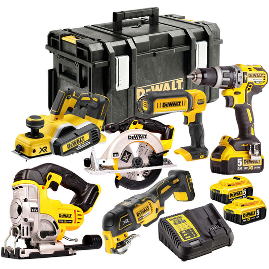 Dewalt DCK665P3T 18V 6 Piece Power Tool Kit with 3 x 5.0Ah Battery Charger & Toughsystem Kit