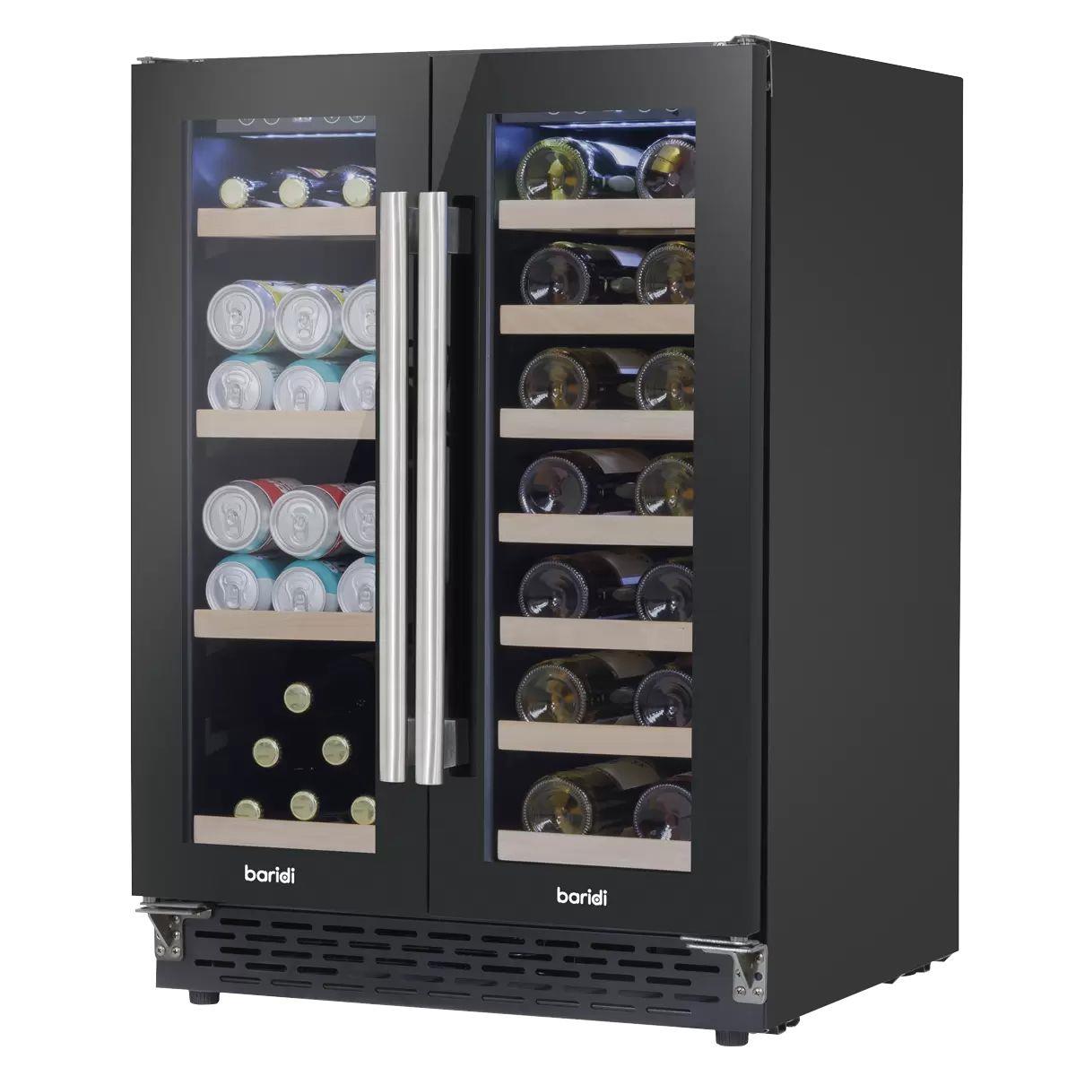 Sealey DH96 Baridi 40 Bottle/120 Can Dual Zone Undercounter/Freestanding Wine & Drinks Fridge Black 230V