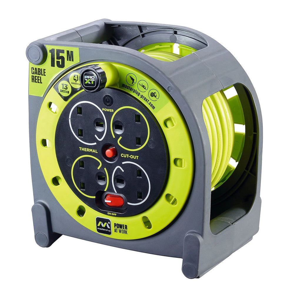 Masterplug PRO-XT Case Cable Reel 13A 4-Socket 15M 240V HMU15134SL-PX