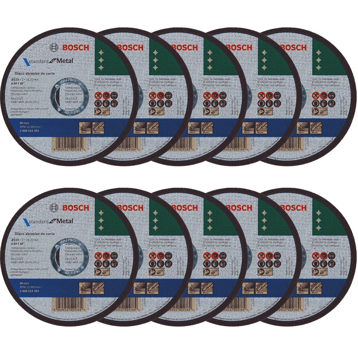 Bosch 2608619383 Metal Thin Cutting Disc 115mm x 1mm Pack of 10