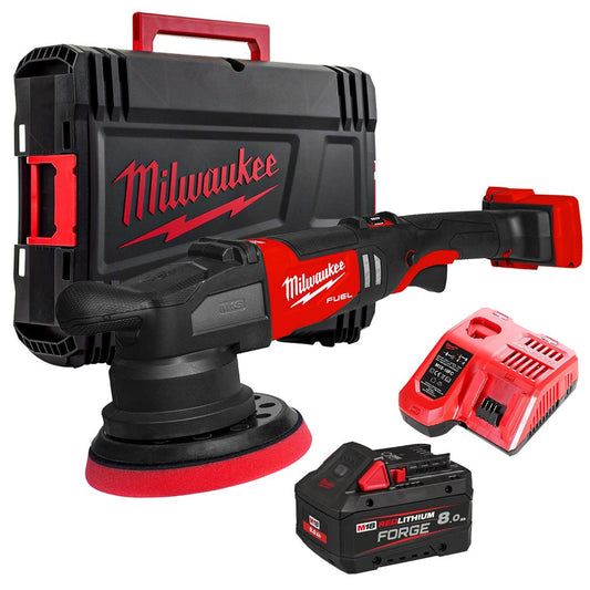 Milwaukee M18FROP21-0X 18V Brushless Random Orbital Polisher With 1 x 8.0Ah Battery Charger & Case