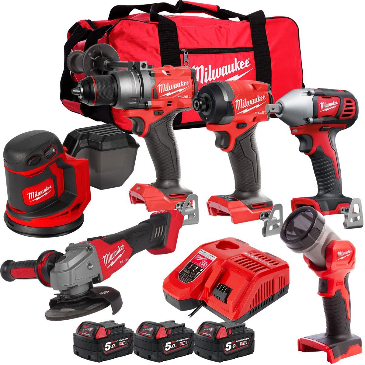 Milwaukee 18V 6 Piece Power Tool Kit with 3 x 5.0Ah Batteries T4TKITM-117