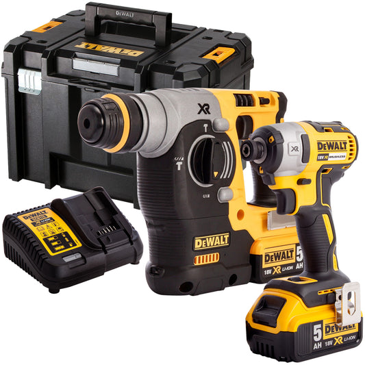 DeWalt DCK2532P2 18V XR Brushless Hammer Drill & Impact Driver With 2 x 5.0Ah Batteries Charger
