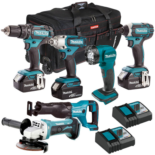 Makita 18V 6 Piece Tool Kit 3 x 5.0Ah Batteries & Charger T4TKIT-4272