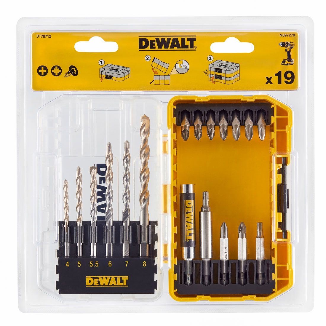 DeWalt Screwdriver & Drill Bit Set 19 Piece DT70712-QZ - SPL