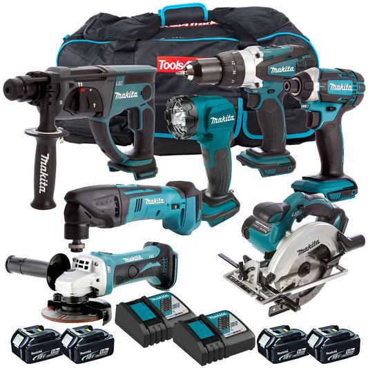 Makita 18V 7 Piece Tool Kit with 4 x 5.0Ah Batteries & Charger T4TKIT-4317