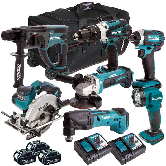 Makita 18V 7 Piece Tool Kit with 3 x 5.0Ah Battery & Charger T4TKIT-4317