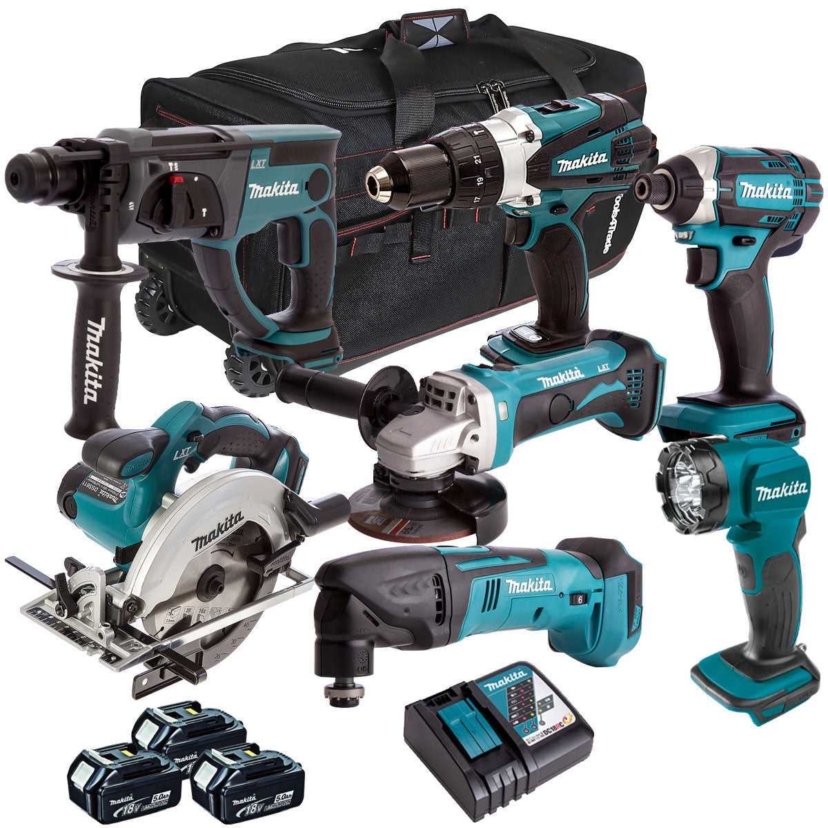 Makita 18V 7 Piece Tool Kit with 3 x 5.0Ah Battery & Charger T4TKIT-4317