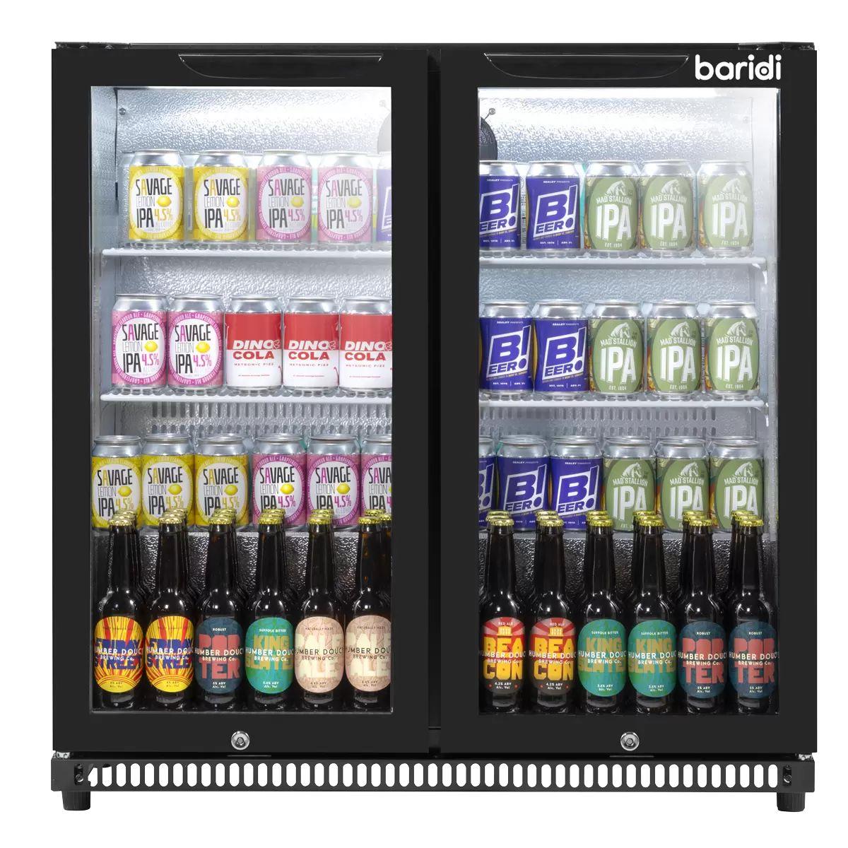 Sealey DH272 Baridi Bar Drinks Fridge/Cooler with Double Hinged Door & Security Lock 190L Black 240V