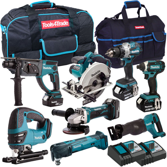 Makita 18V 8 Piece Power Tool Kit with 4 x 5.0Ah Battery & Charger T4TKIT-4321