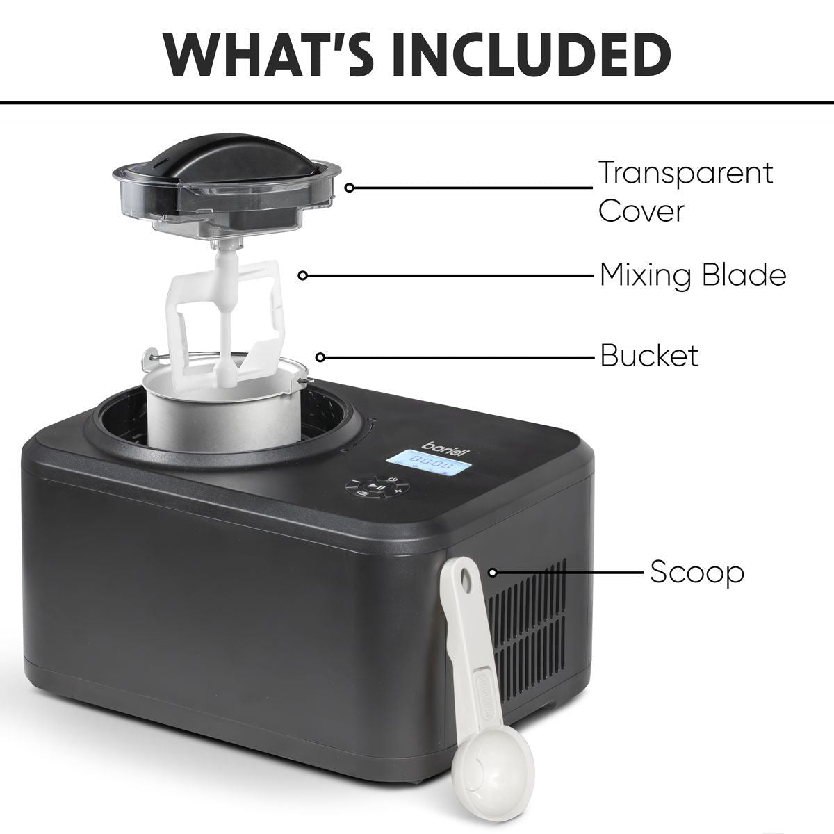 Sealey DH240 Baridi Automatic Churning Ice Cream Machine 1.5L Capacity Black 230V