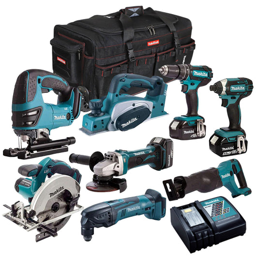 Makita 18V 8 Piece Power Tool Kit 3 x 5.0Ah Batteries & Charger T4TKIT-4330