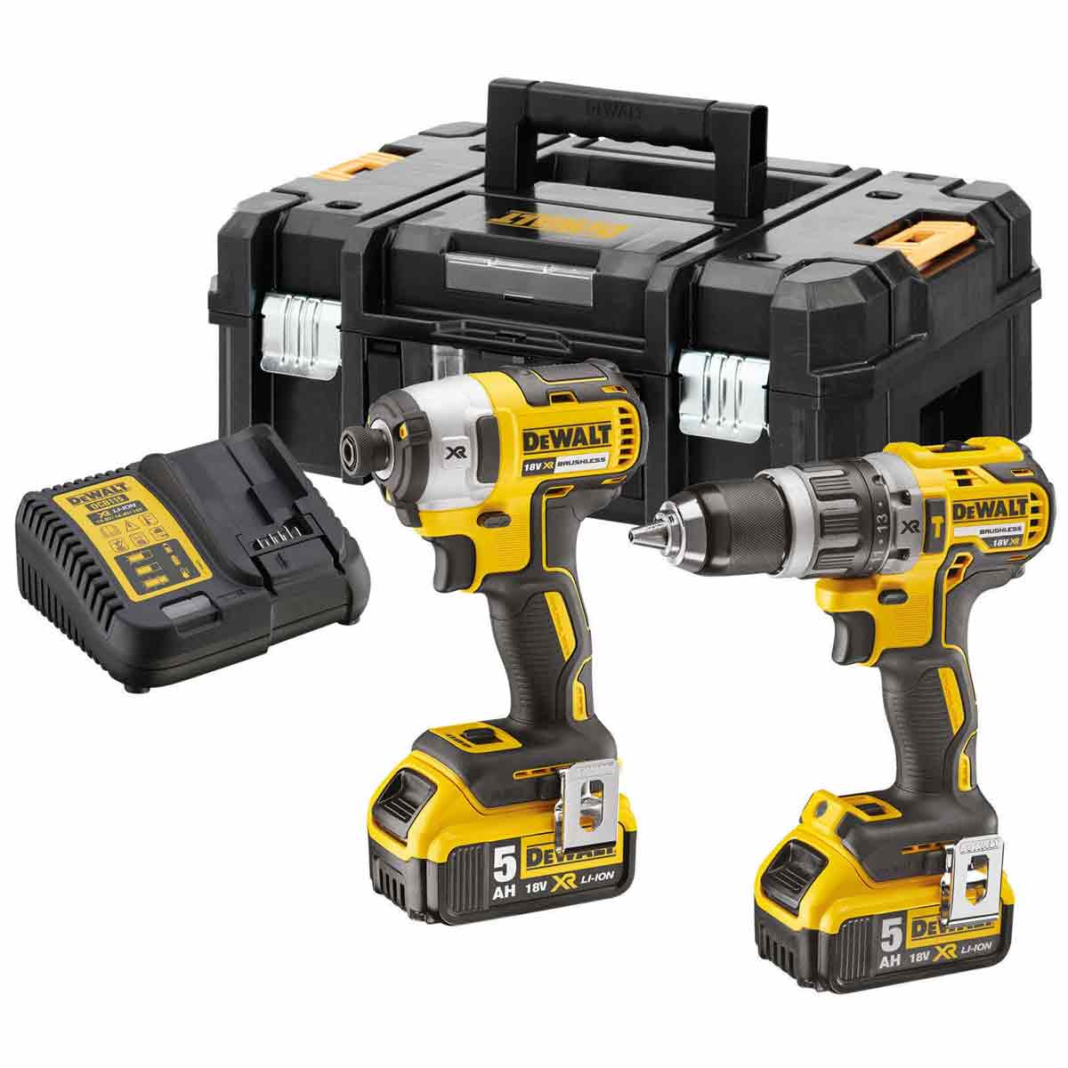 Dewalt DCK266P2T 18V XR Brushless Twin Pack With 2 x 5.0Ah Batteries & Charger In TSTAK Case