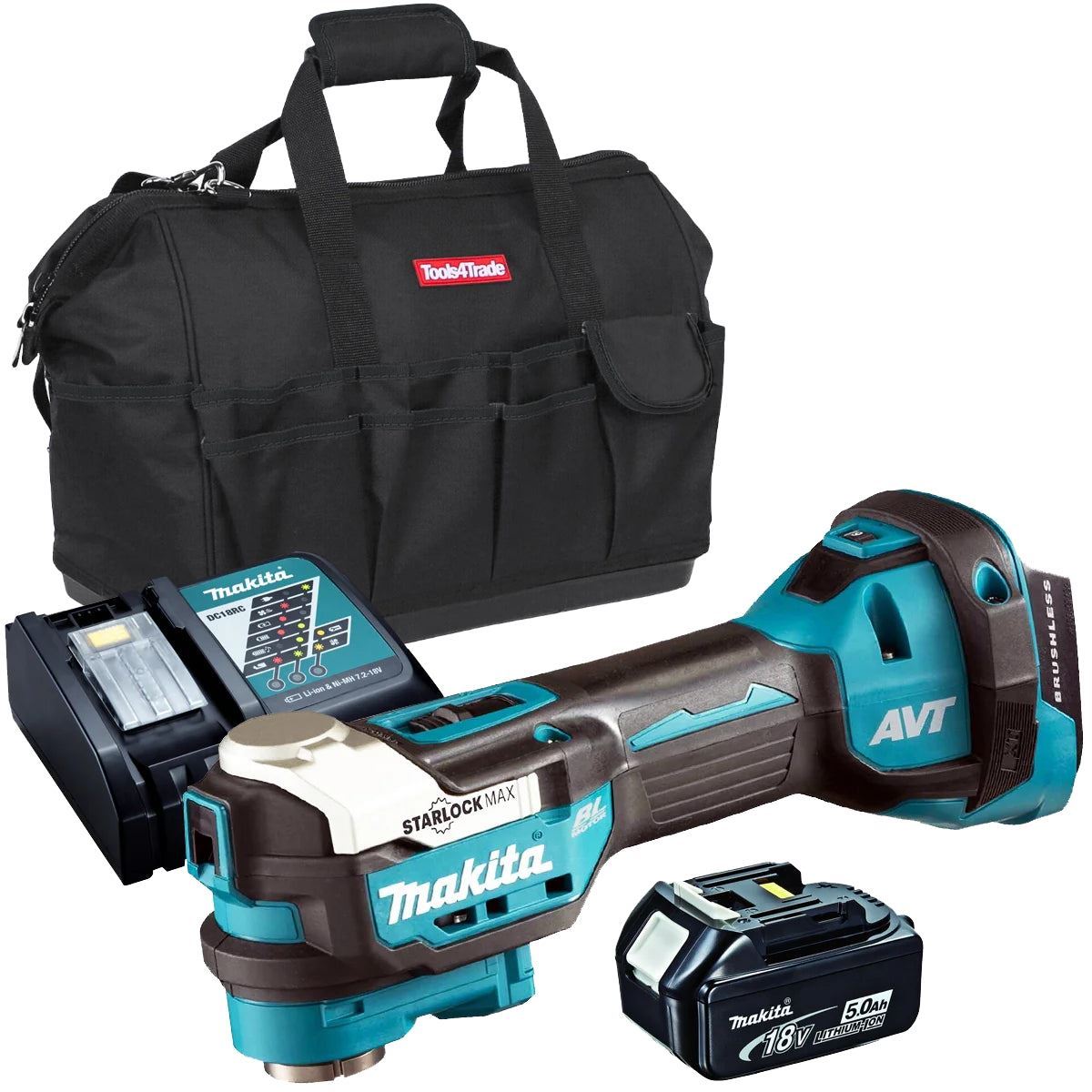 Makita DTM52Z 18V Brushless Oscillating Multi Tool With 1 x 5.0Ah Battery Charger & Bag