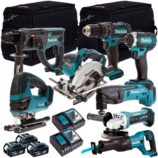 Makita 18V 8 Piece Tool Kit  3 x 5.0Ah Batteries & Charger T4TKIT-4344