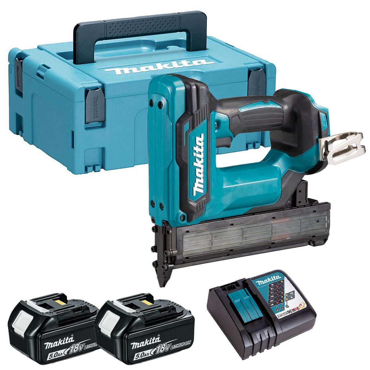 Makita DFN350ZJ 18V Brad Nailer with 2 x 5.0Ah Battery Charger & Case