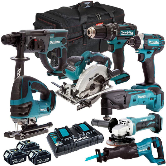 Makita 18V 8 Piece Tool Kit  3 x 5.0Ah Batteries & Charger T4TKIT-4344