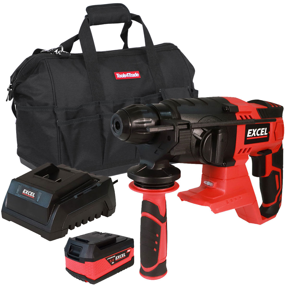 Excel 18V Cordless SDS-Plus Rotary Hammer Drill with 1 x 5.0Ah Battery Charger & Tool Bag EXL554B