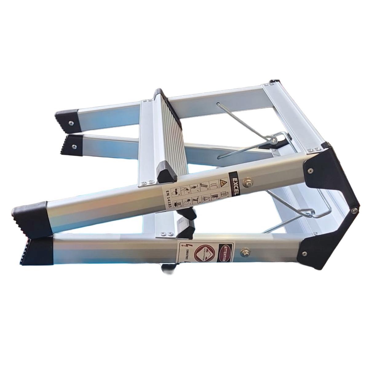 Excel Aluminium Stool Ladder 2 Tread Heavy Duty Folding Hop Up 350mm x 400mm Item Condition Box Opened Never Used