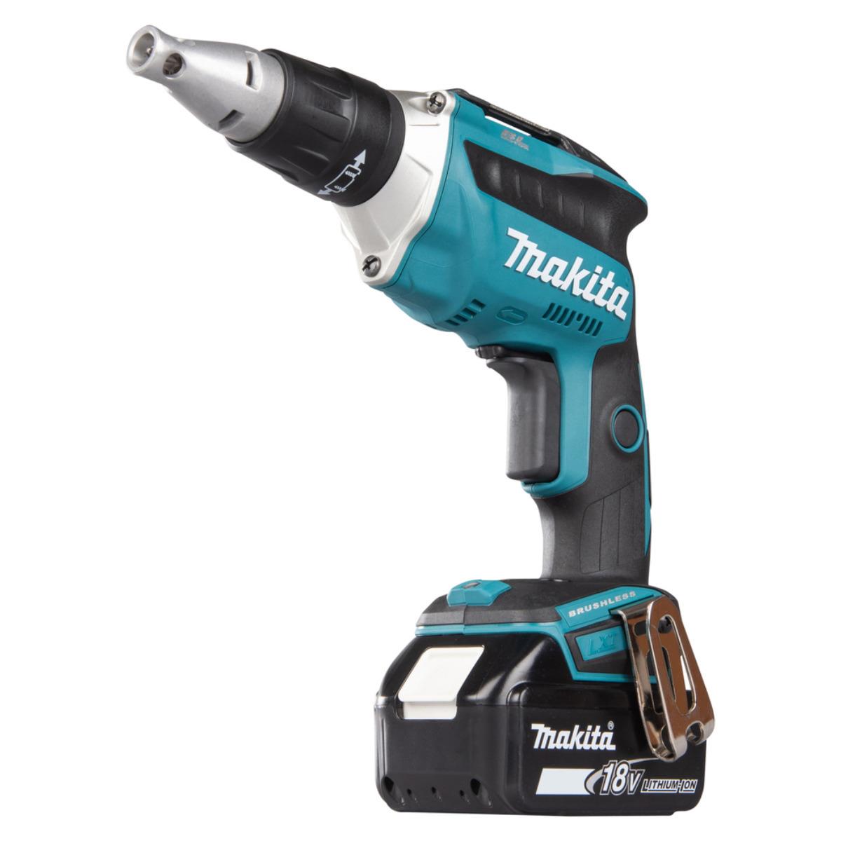 Makita DFS452TJX2 18V Brushless Collated Autofeed Drywall Screwdriver with 2 x 5.0Ah Batteries & Charger in Case