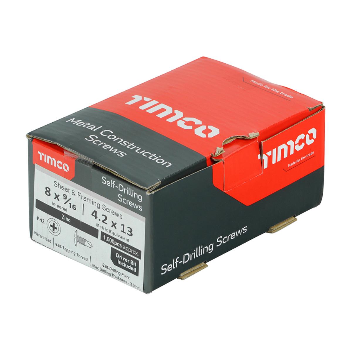 Timco 08916WHSD Wafer Head Self-Drilling Screw 4.2 x 13.5mm Zinc Pack of 1000