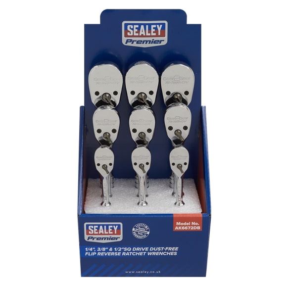 Sealey AK6672DB Ratchet Wrenches Pear-Head Flip Reverse 9 Pec