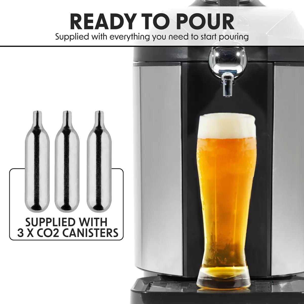 Sealey DH49 Baridi Mini Keg Draft Beer Dispenser Tap with Integrated Cooling 5L Capacity 240V