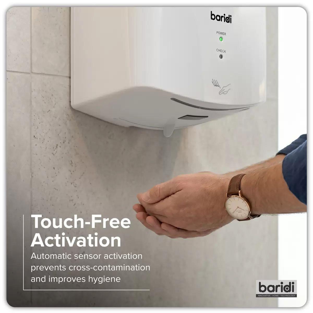 Sealey DH378 Baridi High Speed Hand Dryer with Auto Sensor 1400-1650W/230V White