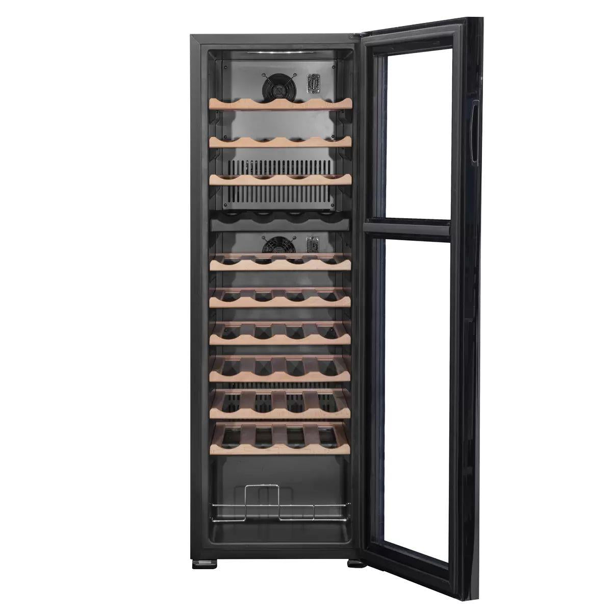 Sealey DH92 Baridi 44 Bottle Dual Zone Wine Fridge with Digital Touch Screen Controls & LED Light Black 230V