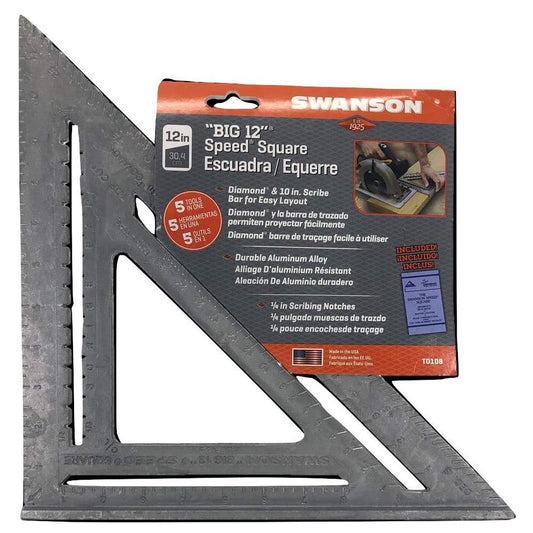 Swanson 12" Imperial Speed Square With Instruction Book SWA-T0108